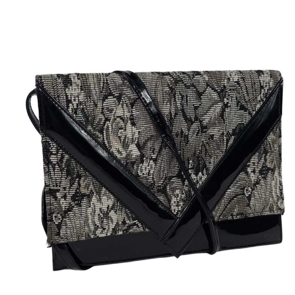 Vintae Black Floral Clutch & Crossbody Purse